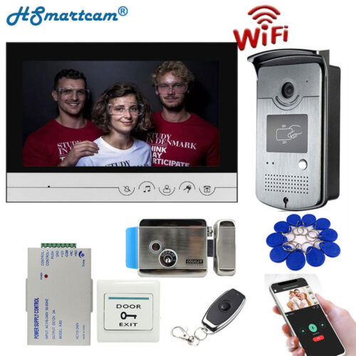 9 inch WIFI Video Door Phone Intercom Entry System 1 Monitor 1 RFID Outdoor Camera Electric Lock APP Phone Unlock