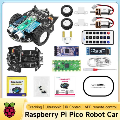 Raspberry Pi Pico Robot Car DIY Robotic Electronic Kit Education MicroPython Programming for Teens Include Battery APP Control
