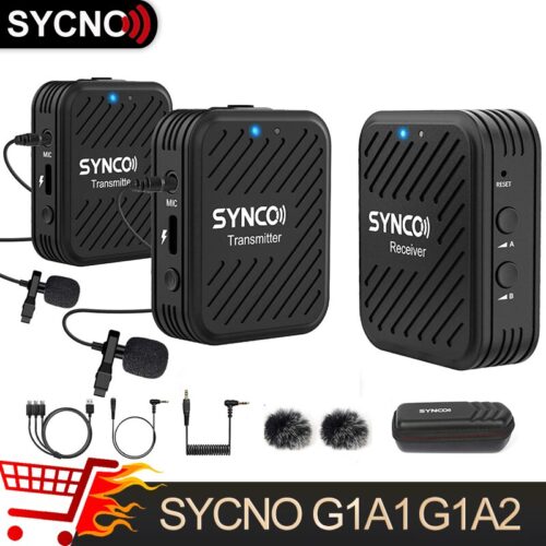SYNCO 2.4GHz G1A1 G1A2 Wireless Lavalier Microphone System for Smartphone Laptp DSLR Tablet Camcorder Recorder pk comica